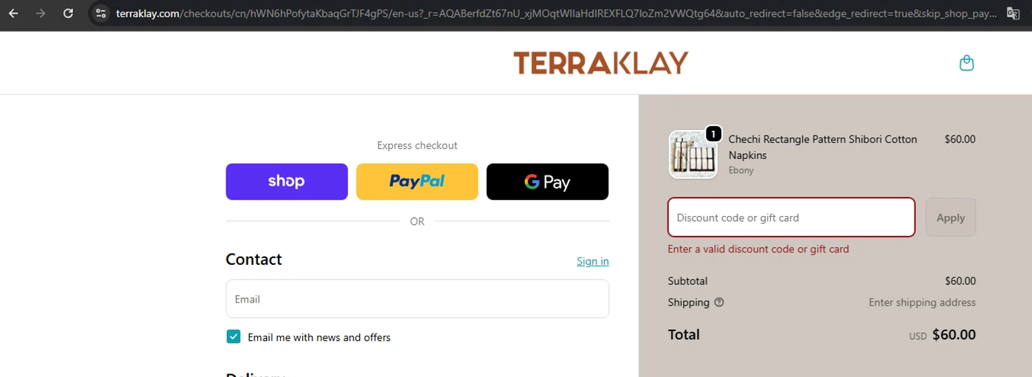TerraKlay promo code screenshot showing code HOLIDAY15 applied at TerraKlay checkout page. Uploaded by SimplyCodes community member Limon02 on Dec 21, 2025