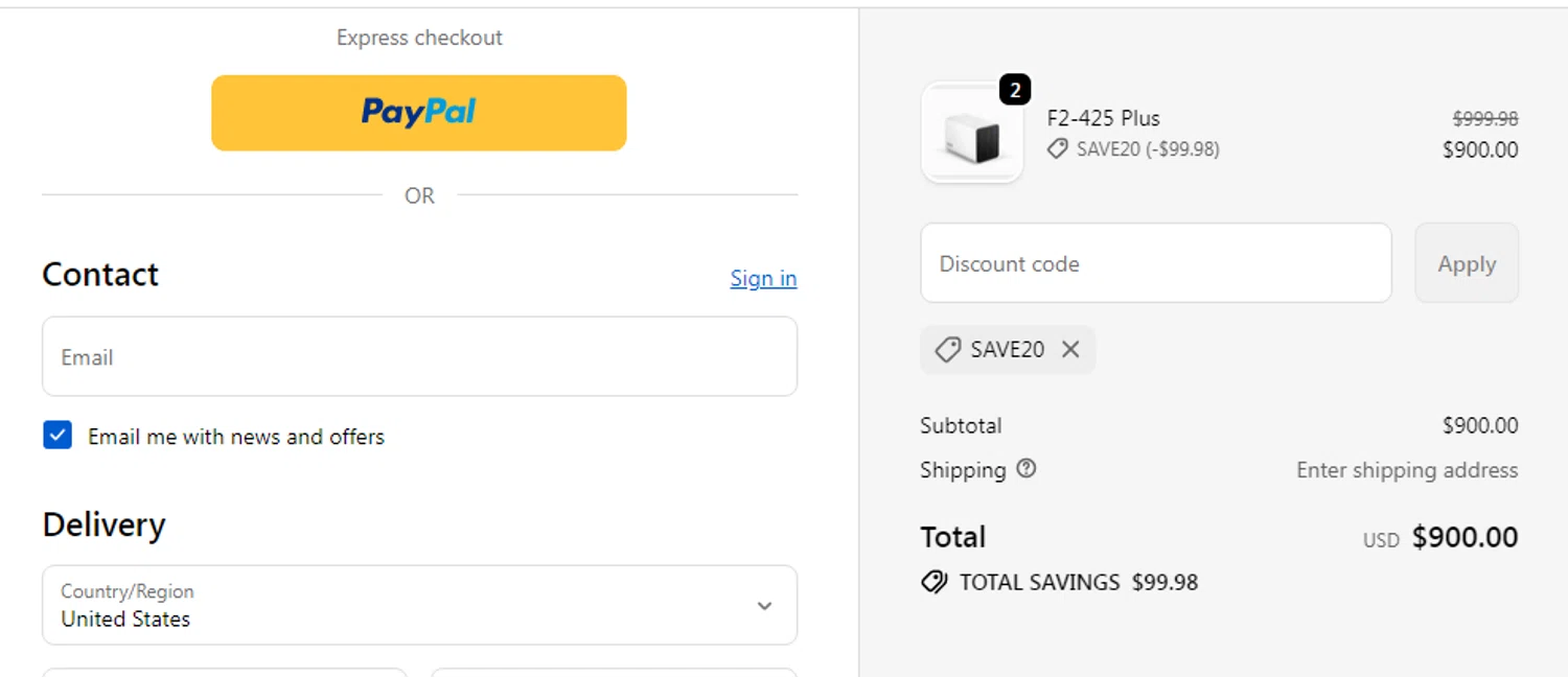 TerraMaster Shop checkout page showing TerraMaster Shop promo code box | Screenshot taken by SimplyCodes community member on Feb 12, 2026