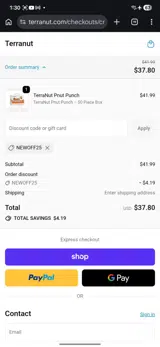 newoff25 coupon verification screenshot