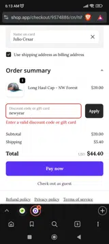 newyear coupon verification screenshot