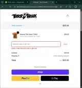 Terror Threads coupon verification screenshot