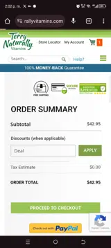 Terry Naturally Vitamins coupon verification screenshot