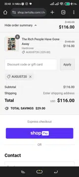 Tertulia coupon verification screenshot