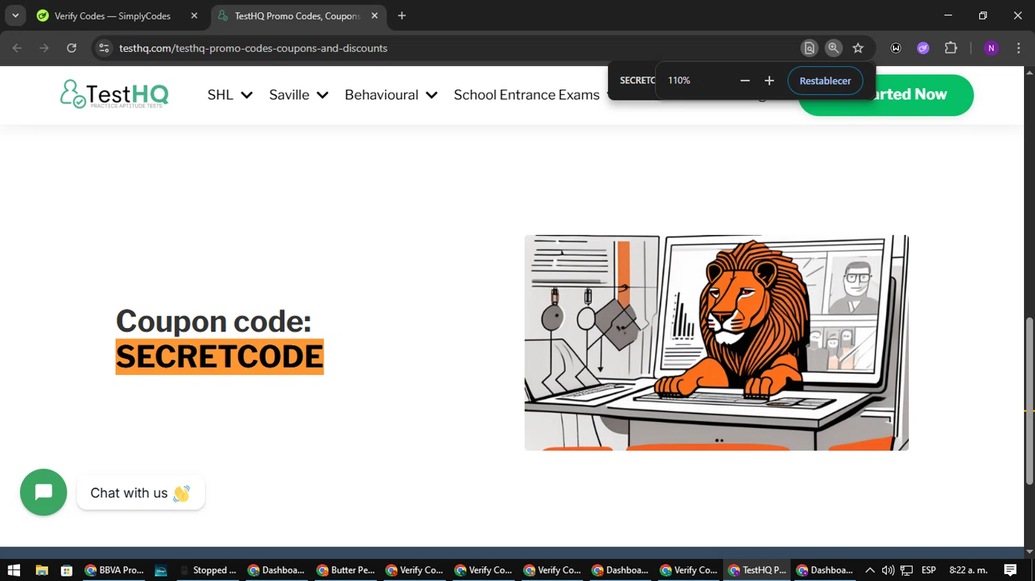 TestHQ checkout page showing TestHQ coupon code box | Screenshot taken by SimplyCodes community member on Sep 1, 2025