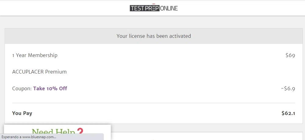 TestPrep-Online checkout page showing TestPrep-Online promo code box | Screenshot taken by SimplyCodes community member on Sep 19, 2021