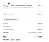 WELCOMEBACK coupon verification screenshot