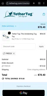 FREE20 coupon verification screenshot