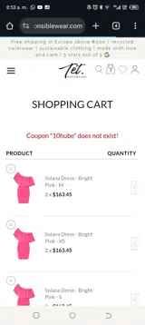 10HUBE coupon verification screenshot