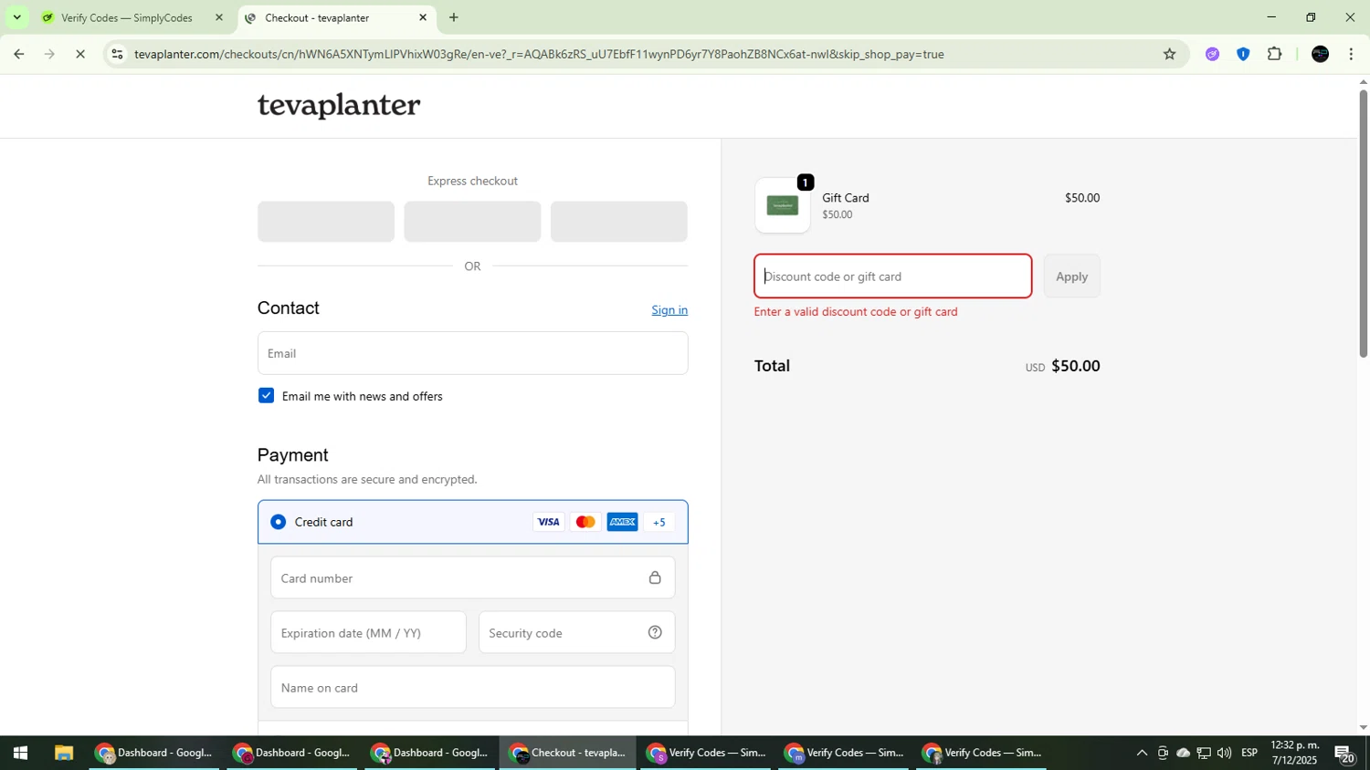 tevaplanter discount code screenshot showing code CART10 applied at tevaplanter checkout page. Uploaded by SimplyCodes community member CarmenVGR on Dec 7, 2025