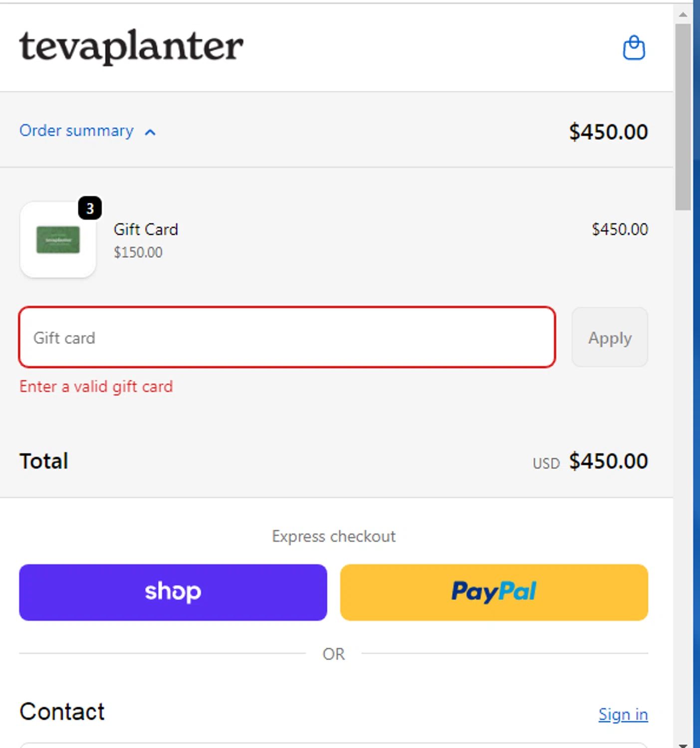 tevaplanter discount code screenshot showing code CART10 applied at tevaplanter checkout page. Uploaded by SimplyCodes community member Menotii23 on Dec 7, 2025