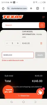 BUNDLE20 coupon verification screenshot