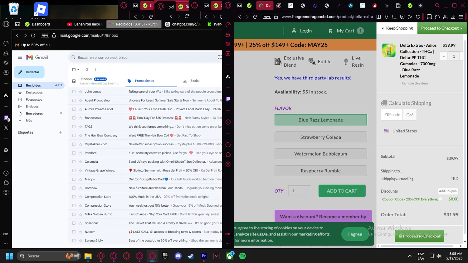 The Green Dragon CBD coupon code screenshot showing code TENDON20 applied at The Green Dragon CBD checkout page. Uploaded by SimplyCodes community member Handivlak on May 19, 2025