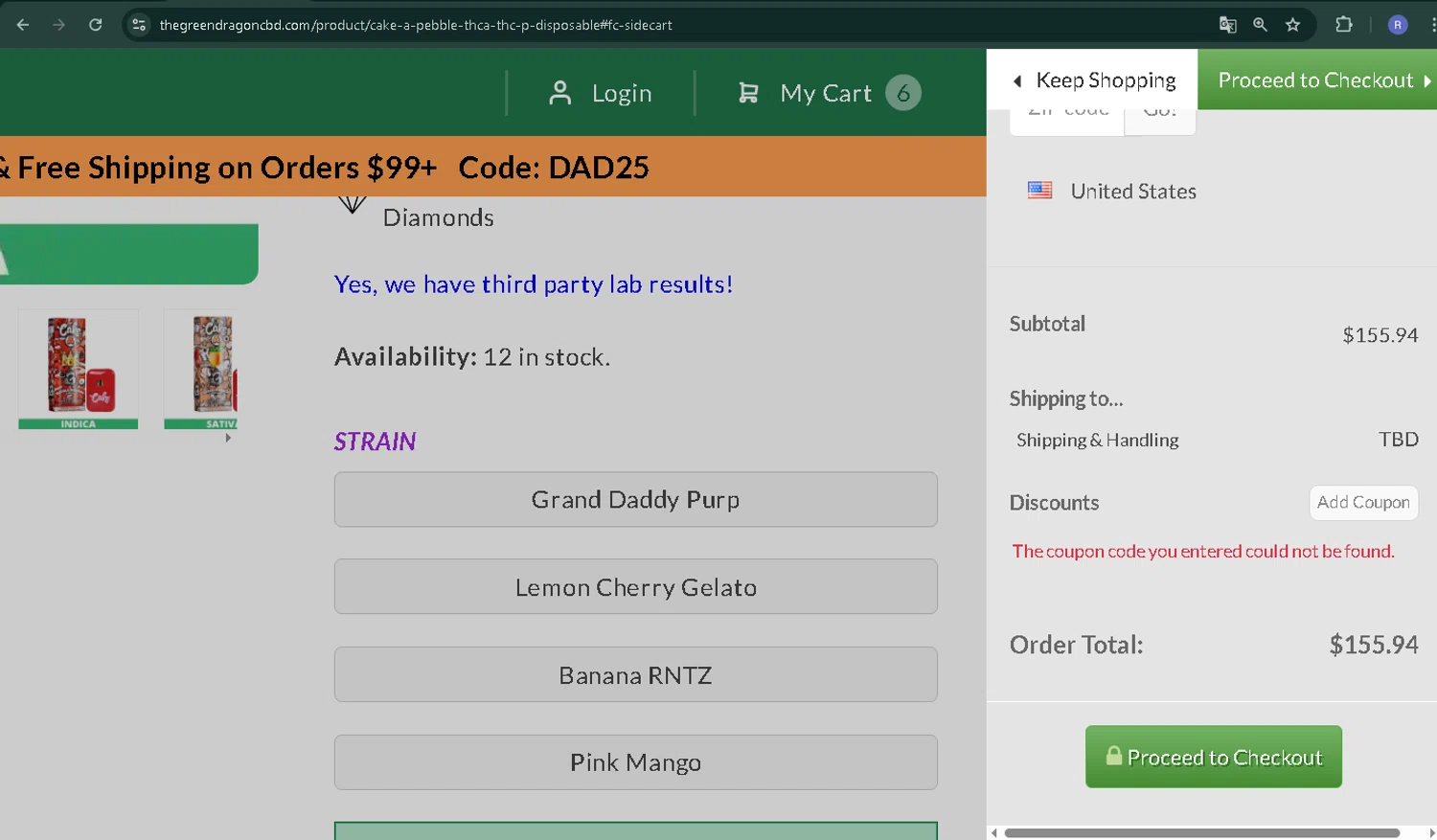 The Green Dragon CBD coupon code screenshot showing code WINTER25 applied at The Green Dragon CBD checkout page. Uploaded by SimplyCodes community member CoinPilot9113 on Jun 18, 2025