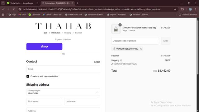 Thahab checkout page showing Thahab promo code box | Screenshot taken by SimplyCodes community member on Sep 3, 2025