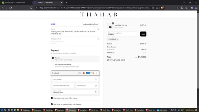 Thahab checkout page showing Thahab promo code box | Screenshot taken by SimplyCodes community member on Sep 7, 2025