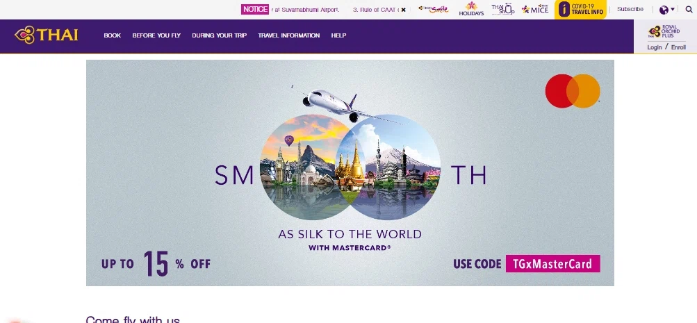 Thai Airways checkout page showing Thai Airways promo code box | Screenshot taken by SimplyCodes community member on Nov 7, 2022