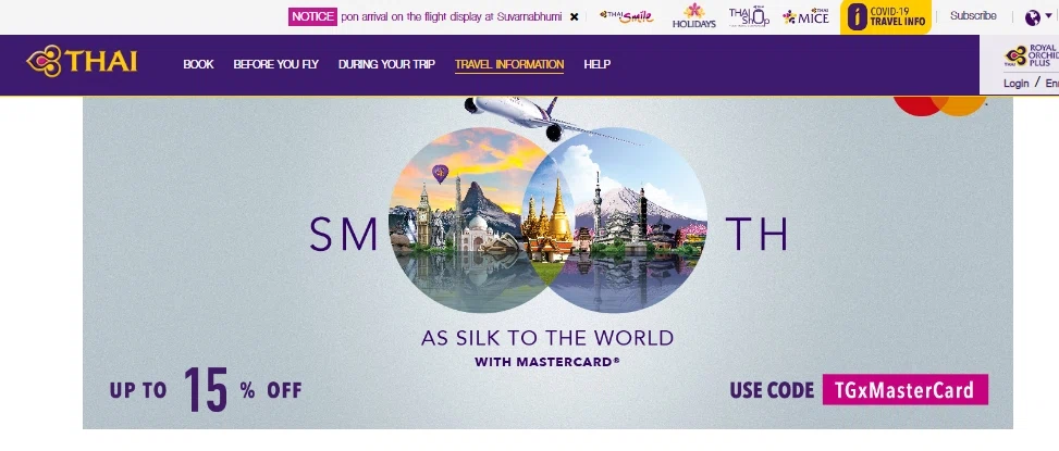 Thai Airways checkout page showing Thai Airways promo code box | Screenshot taken by SimplyCodes community member on Nov 16, 2022