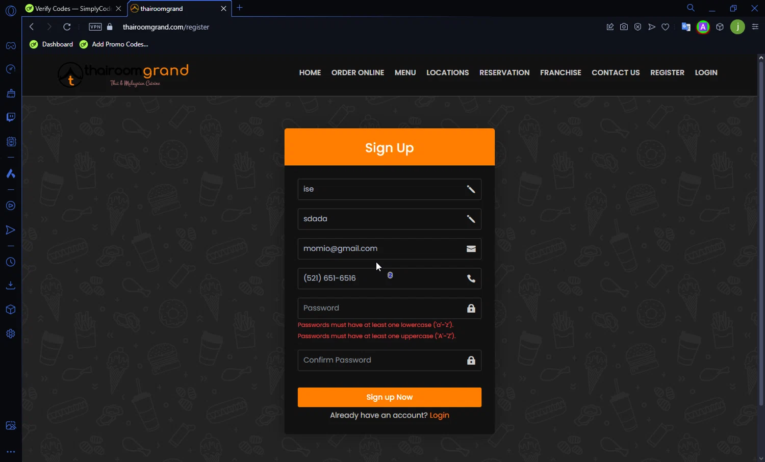ThairoomGrand checkout page showing ThairoomGrand promo code box | Screenshot taken by SimplyCodes community member on Jul 21, 2024
