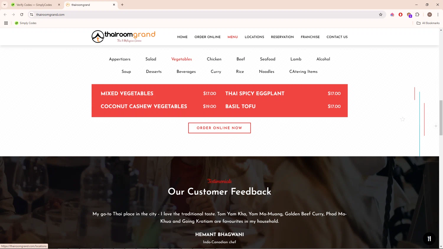 ThairoomGrand checkout page showing ThairoomGrand promo code box | Screenshot taken by SimplyCodes community member on Dec 15, 2024