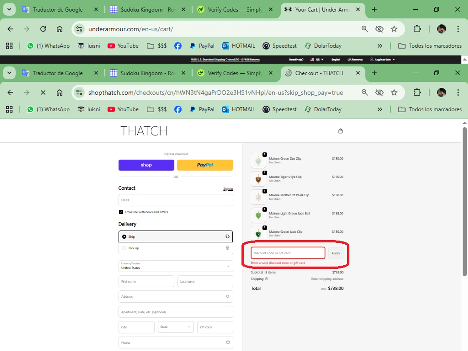 THATCH promo code screenshot showing code Nicole15 applied at THATCH checkout page. Uploaded by SimplyCodes community member luisrodriguez on Oct 8, 2025
