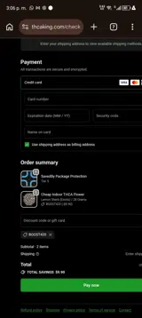 THC King coupon verification screenshot