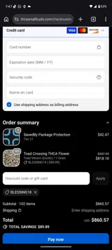 THC King coupon verification screenshot
