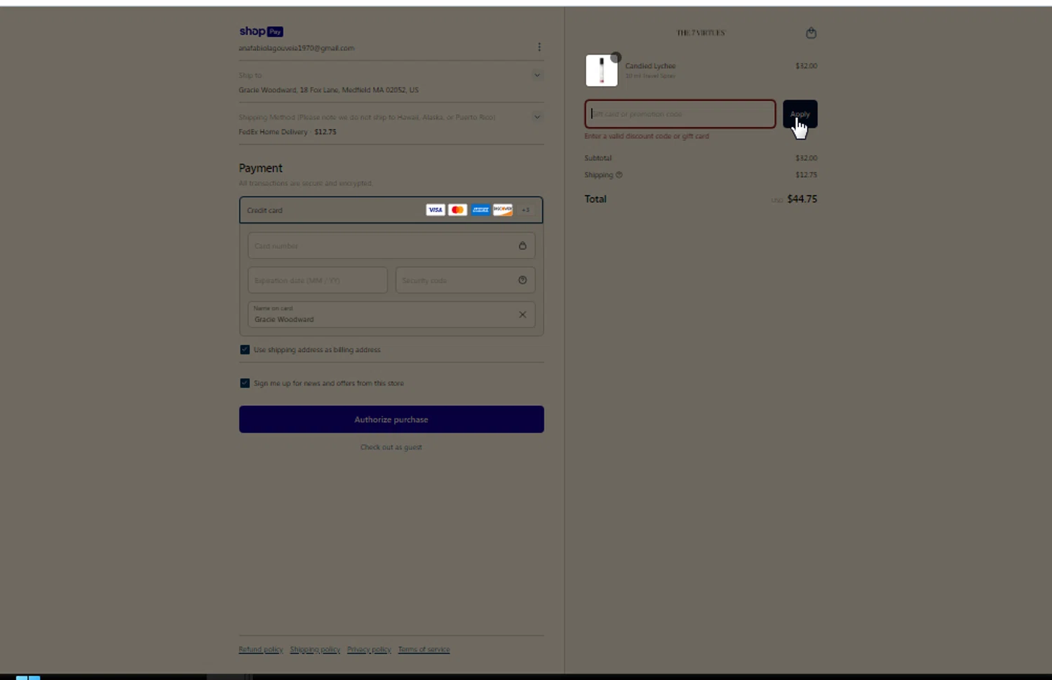 The 7 Virtues promo code screenshot showing code MOM20 applied at The 7 Virtues checkout page. Uploaded by SimplyCodes community member IFeelGood3 on Apr 2, 2025