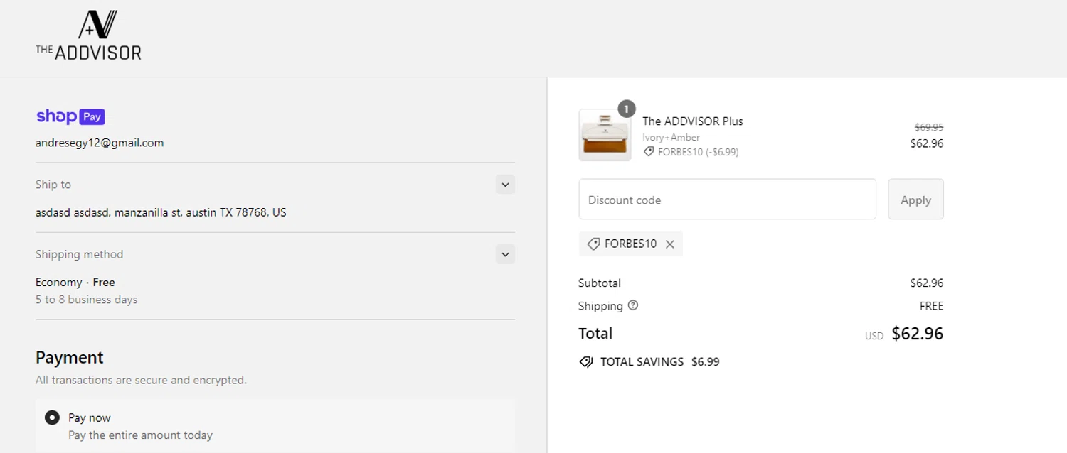 where to use TheADDVISOR promo code box