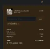 WELCOME10 coupon verification screenshot