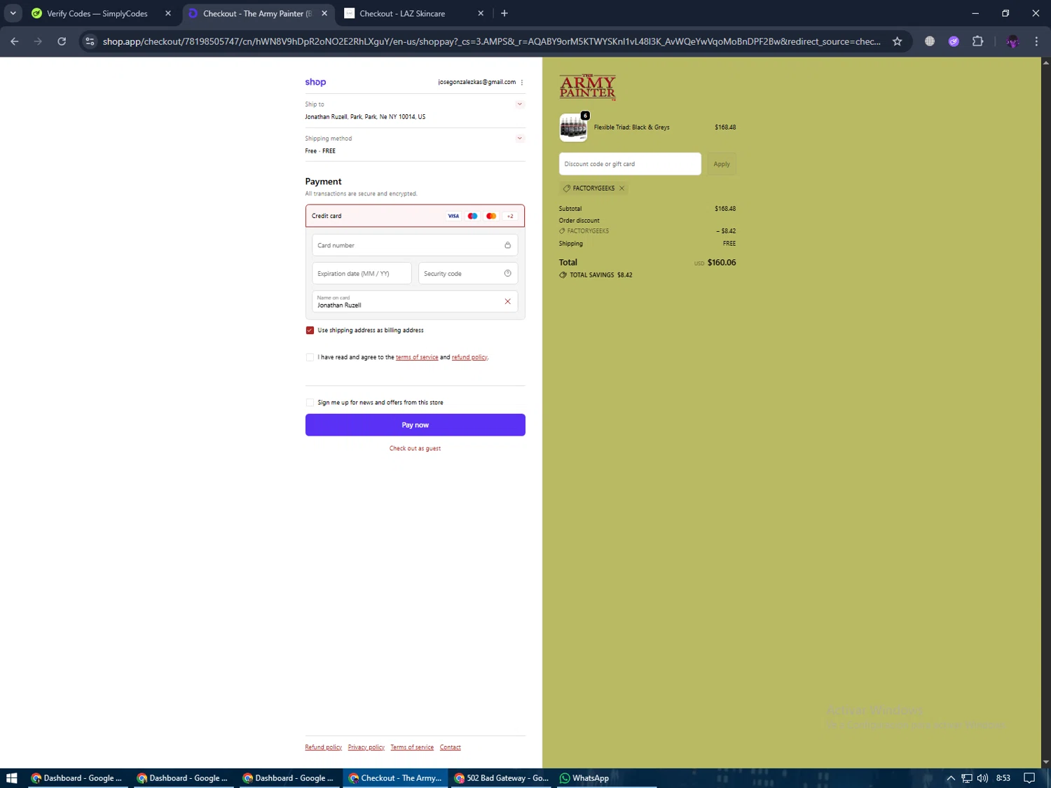 The Army Painter checkout page showing The Army Painter discount code box | Screenshot taken by SimplyCodes community member on Feb 7, 2026