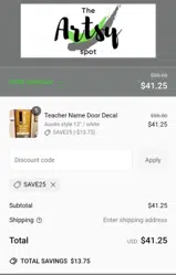 Save25 coupon verification screenshot