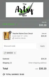 SAVE20 coupon verification screenshot