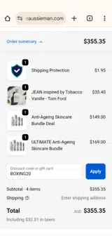 BOXING20 coupon verification screenshot