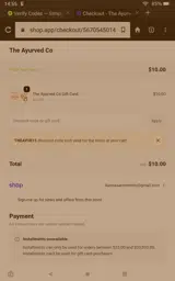 theayur15 coupon verification screenshot