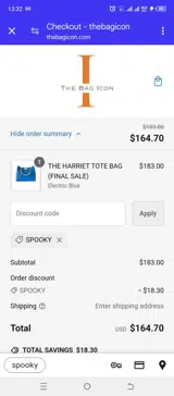 SPOOKY coupon verification screenshot