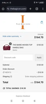 New10 coupon verification screenshot