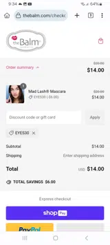EYES30 coupon verification screenshot