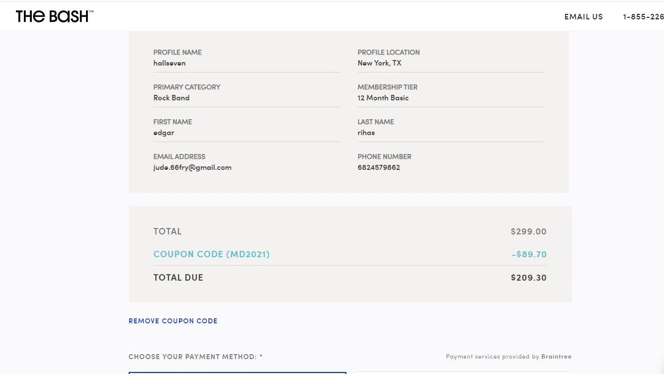 where to use The Big Bounce America promo code box