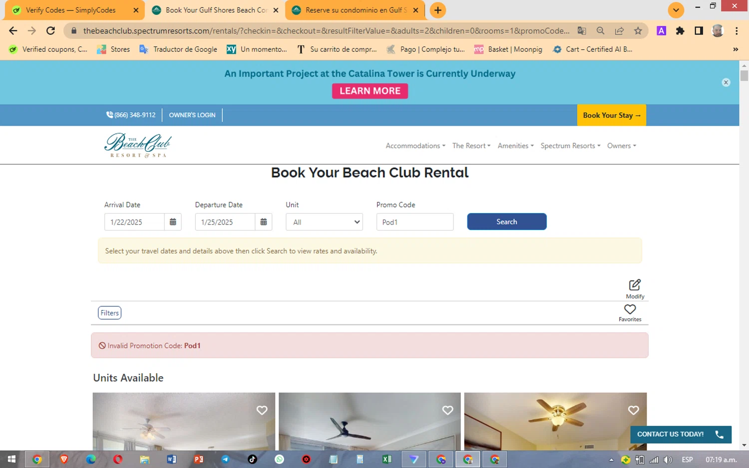 The Beach Club promo code screenshot showing code Pod1 applied at The Beach Club checkout page. Uploaded by SimplyCodes community member ManuelF on Jan 21, 2025