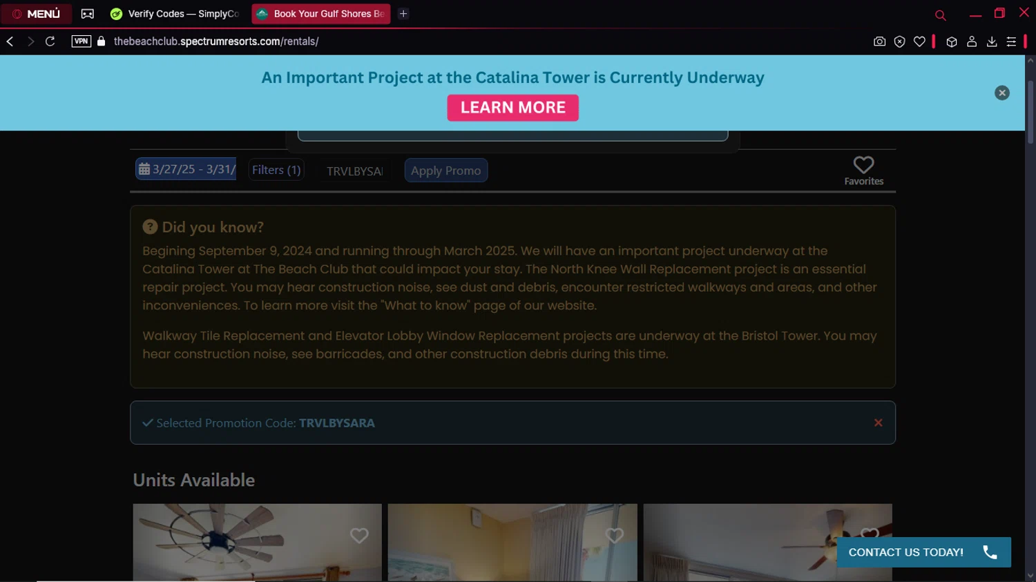 The Beach Club promo code screenshot showing code TRVLBYSARA applied at The Beach Club checkout page. Uploaded by SimplyCodes community member Formama on Mar 20, 2025