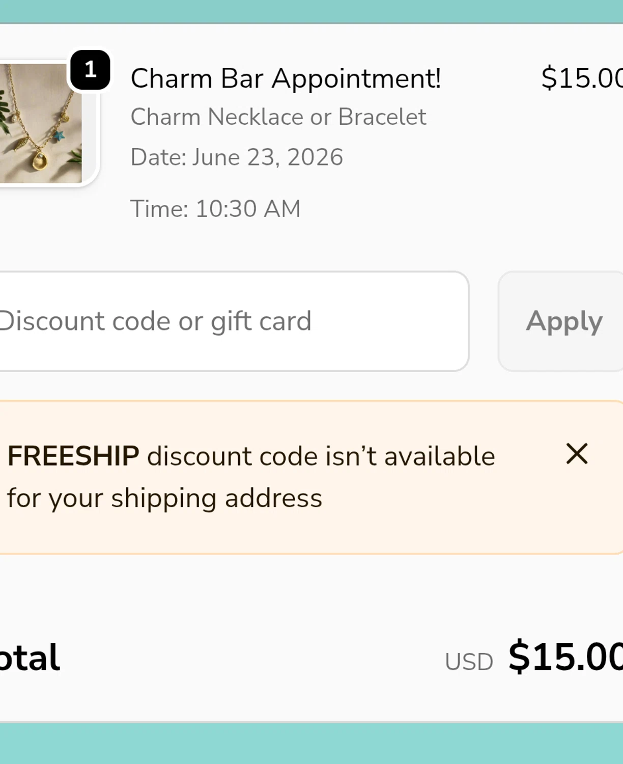 The Bead Shop promo code screenshot showing code FREESHIP applied at The Bead Shop checkout page. Uploaded by SimplyCodes community member chepipro on Jun 10, 2026