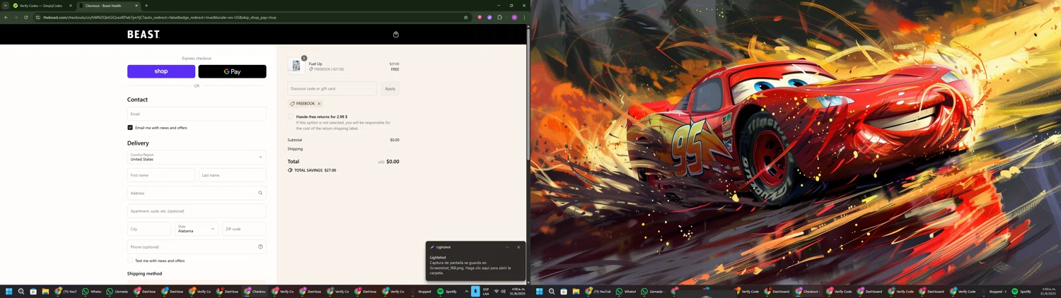 Beast Health promo code screenshot showing code freebook applied at Beast Health checkout page. Uploaded by SimplyCodes community member PennyWizard1195 on Aug 31, 2025