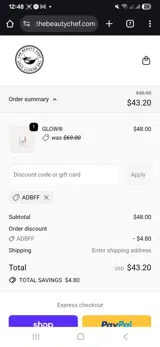 ADBFF coupon verification screenshot