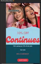 WELCOMEBACK coupon verification screenshot