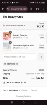 Bestie15 coupon verification screenshot