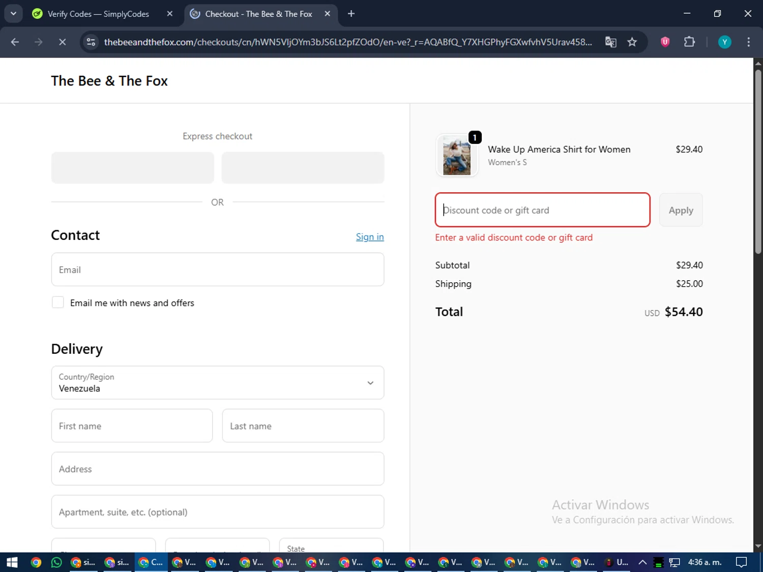 The Bee & The Fox promo code screenshot showing code WELCOME applied at The Bee & The Fox checkout page. Uploaded by SimplyCodes community member RoyalEagle4794 on Nov 20, 2025