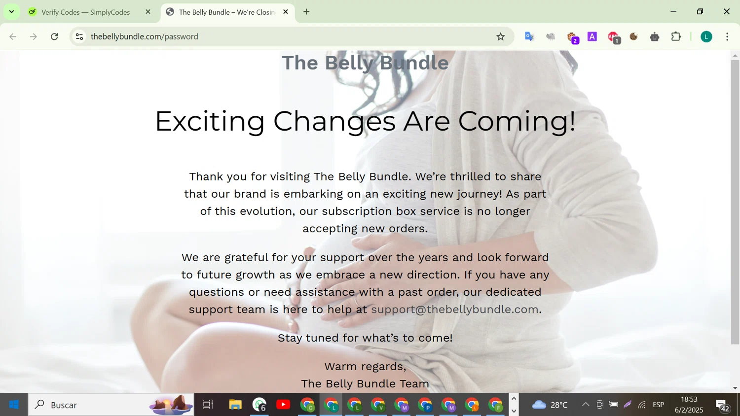 The Belly Boxes promo code screenshot showing code MOM15 applied at The Belly Boxes checkout page. Uploaded by SimplyCodes community member VictoriousTiger2507 on Feb 6, 2025