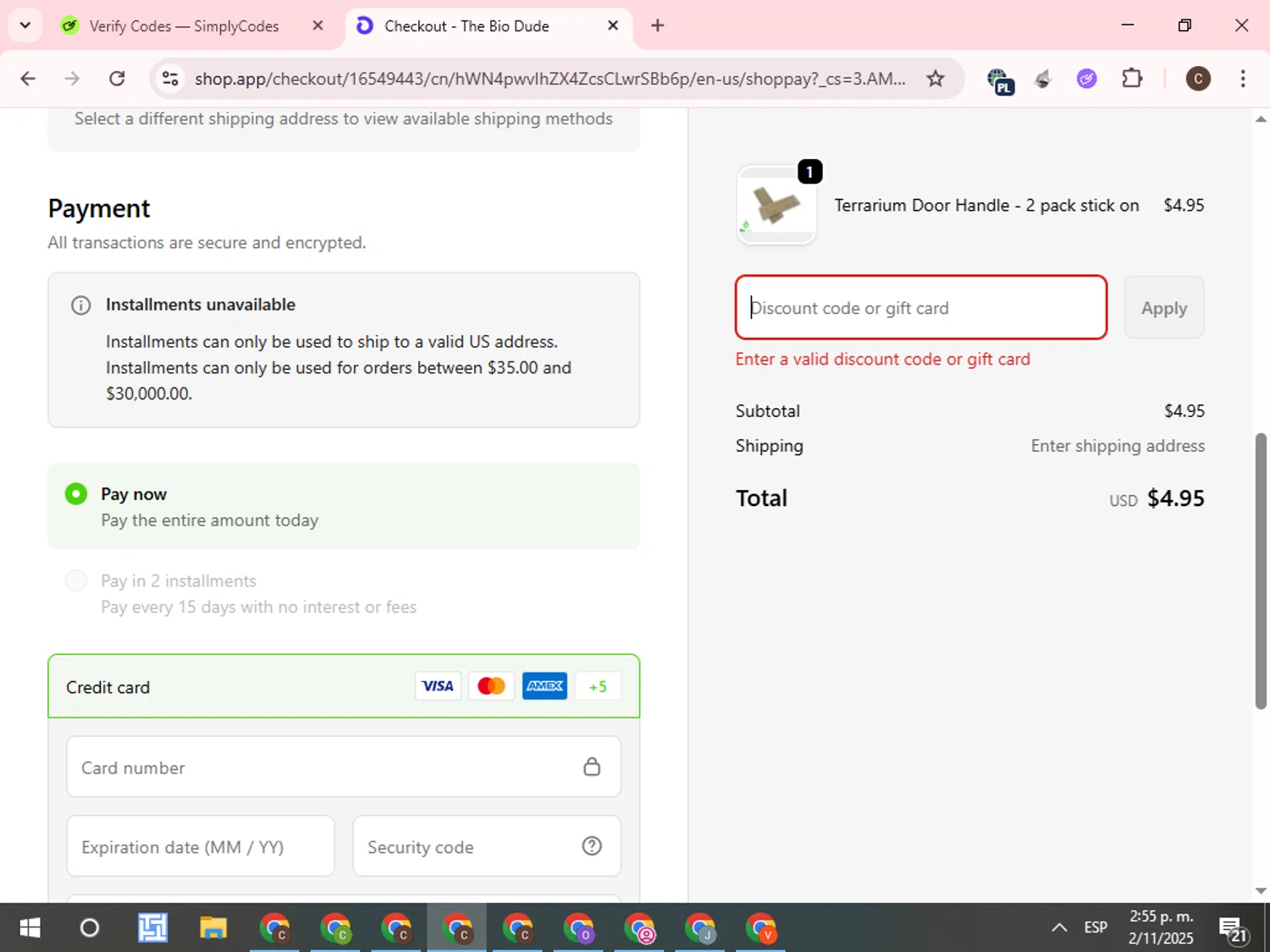 The Bio Dude promo code screenshot showing code KAGES50OFF applied at The Bio Dude checkout page. Uploaded by SimplyCodes community member WonderCurator7831 on Nov 2, 2025
