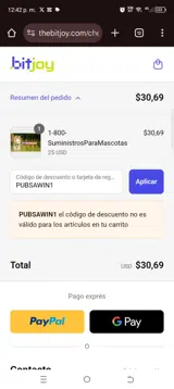 PUBSAWIN1 coupon verification screenshot