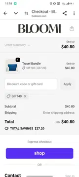 Gift40 coupon verification screenshot